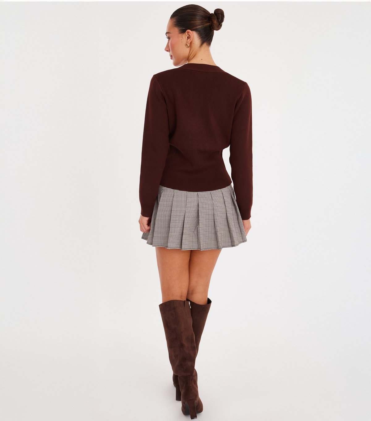 Quiz Women's Dark Brown Abstract Button Cardigan Quiz New Look - 3