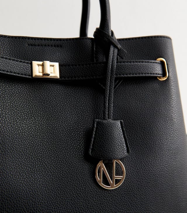 New Look Black Faux Leather Triple Compartment Tote Bag New Look - 3