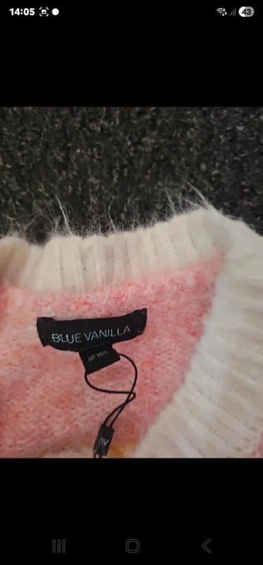 ASOS Blue vanilla asos size M 18 20 rainbow stripe 3d flowers cardigan shacket jacket bolero shrug wook