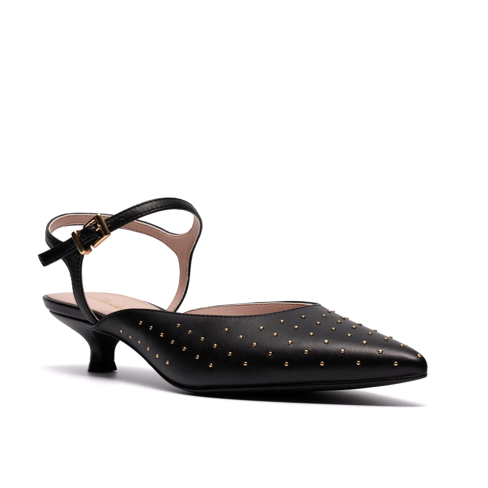 Clarks Clarks Women's Pisa Stud Black Leather Court Shoes, Sling Back - 4