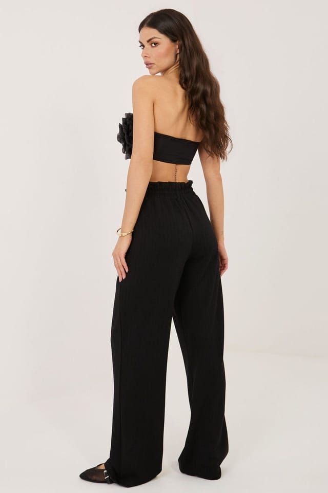Love Lace Love Lace Women's Viscose Elastane High Waist Sweatpants in Black - 3