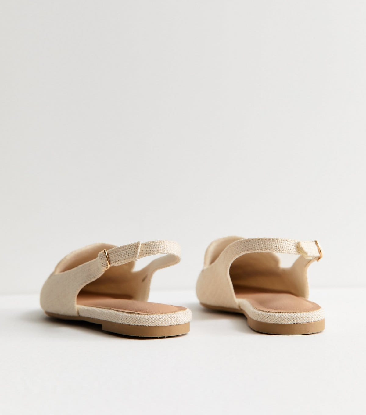 New Look Women's Off White Raffia-Look Slingback Flats Vegan New Look - 4