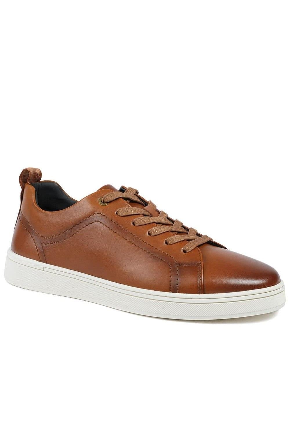 Jones Bootmaker Jones Bootmaker Men's Salvador Leather Lace Up Trainers in Tan