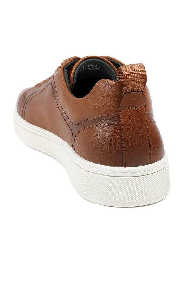 Jones Bootmaker Jones Bootmaker Men's Salvador Leather Lace Up Trainers in Tan - 3