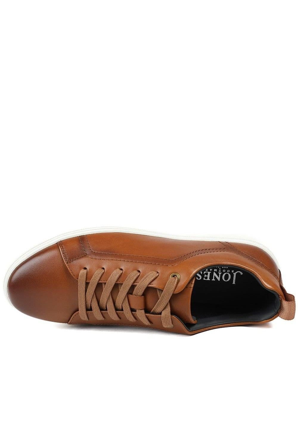 Jones Bootmaker Jones Bootmaker Men's Salvador Leather Lace Up Trainers in Tan - 4