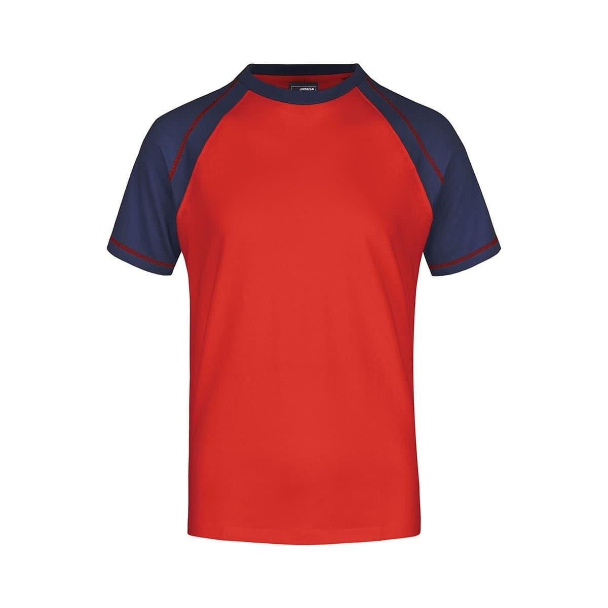 James and Nicholson James and Nicholson Men's Contrast Raglan T-Shirt in Red