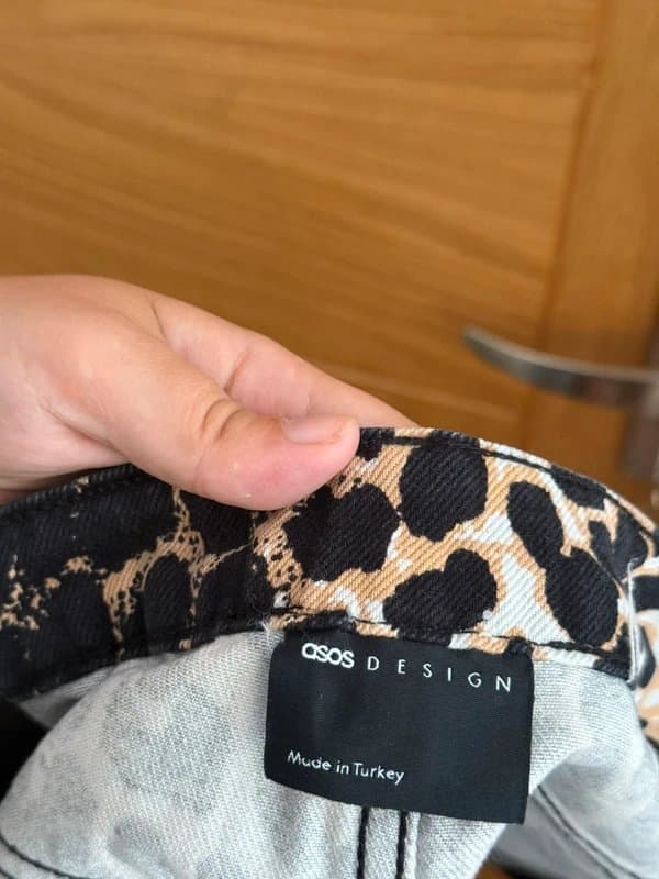 ASOS ASOS Leopard Print Beige Brown & Black A-Line Denim 100% Cotton Animal High Waisted Shorts