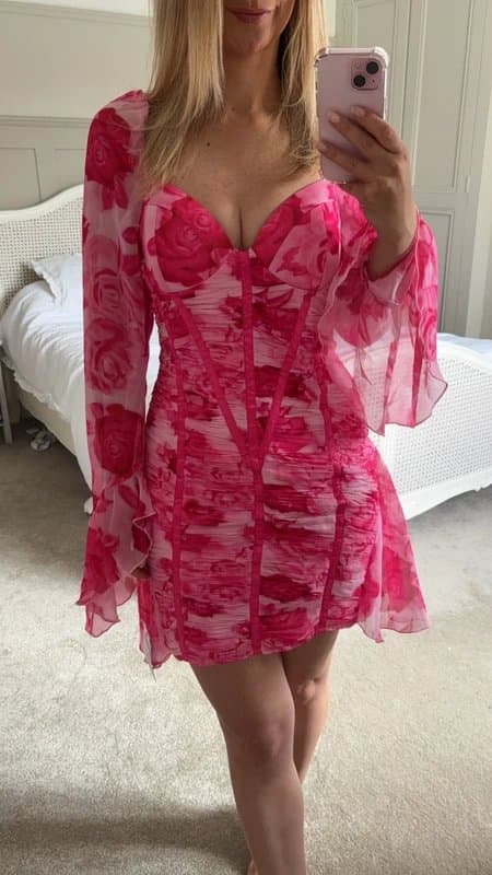 ASOS ASOS Luxe Ruched Pink Corset Dress