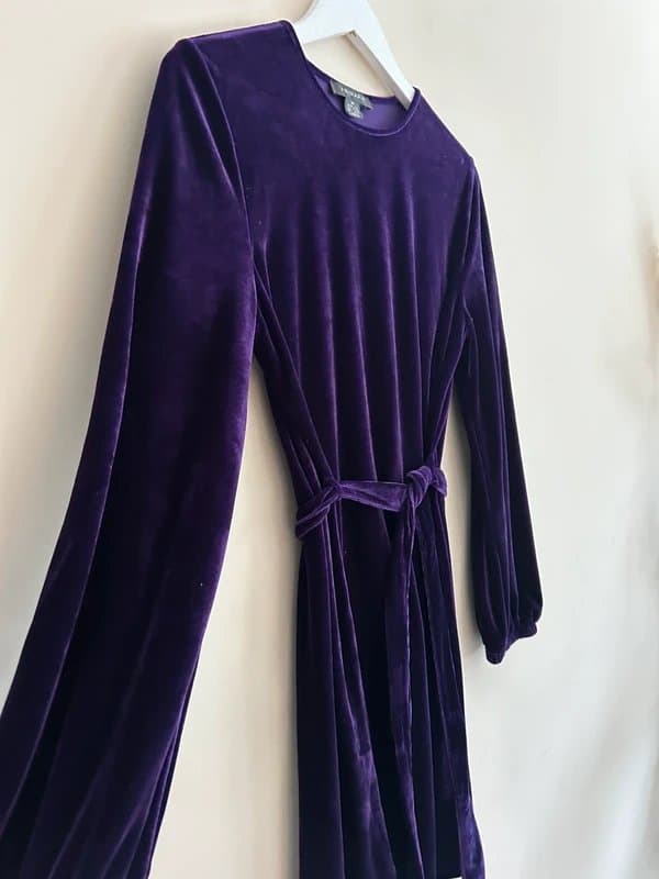 Primark Deep Purple Velvet Primark Dress S | Tie Waist | Party / Christmas / NYE