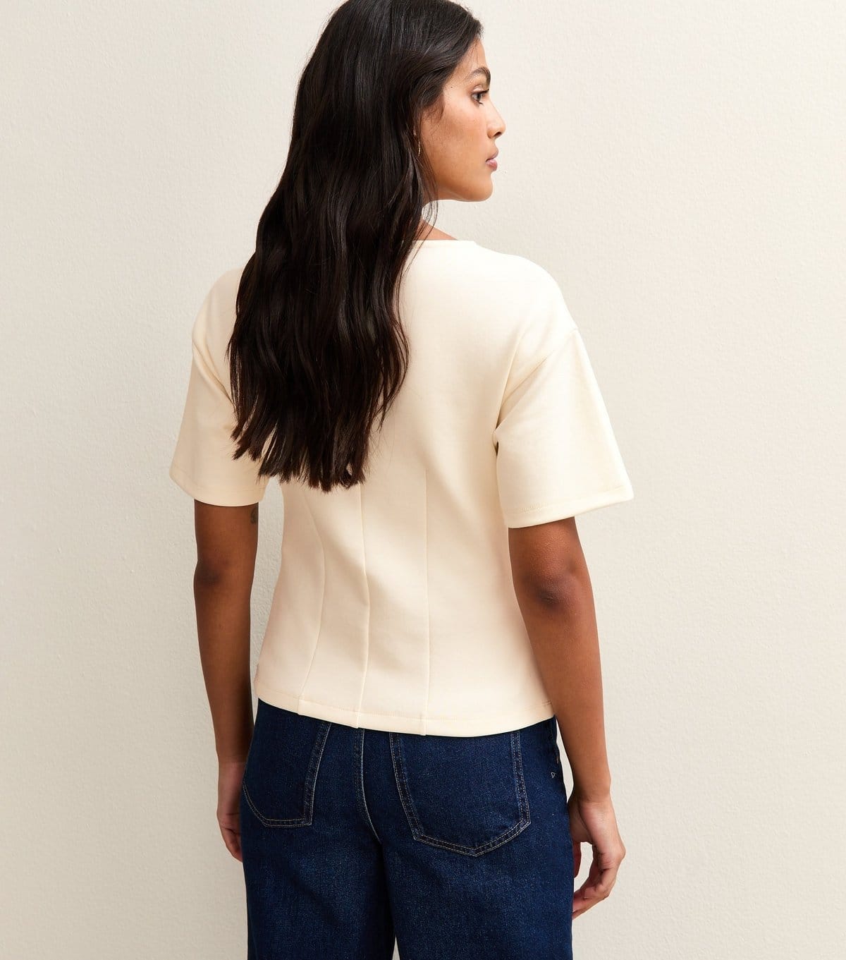 New Look Women's White Stretch Jersey Ponte Fitted T-Shirt New Look - 4