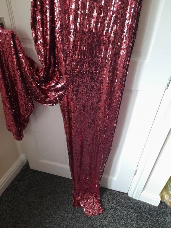 Boohoo Size 20 woman's pink sequin wide leg jumpsuit 😍
