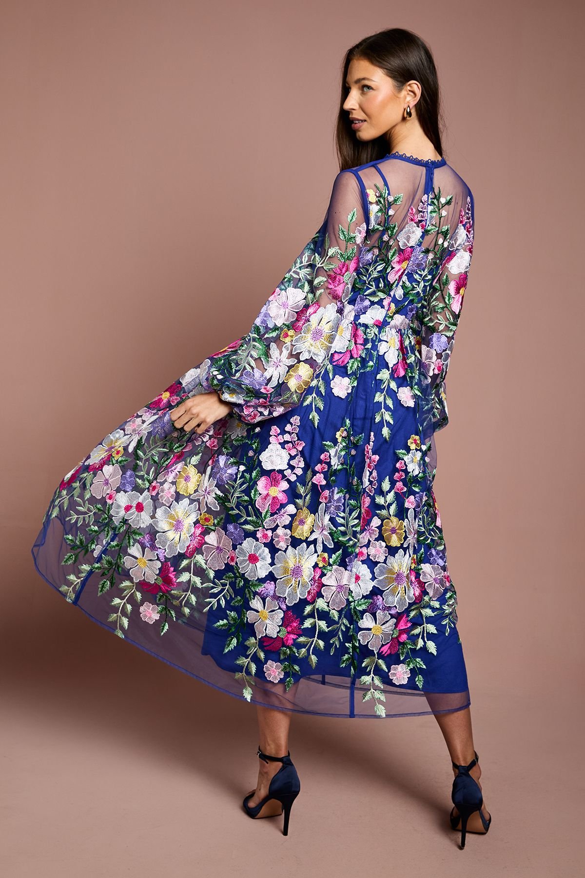 Coast Coast Women's Muse Long Sleeve Embroidered Maxi Dress in Blue - 3