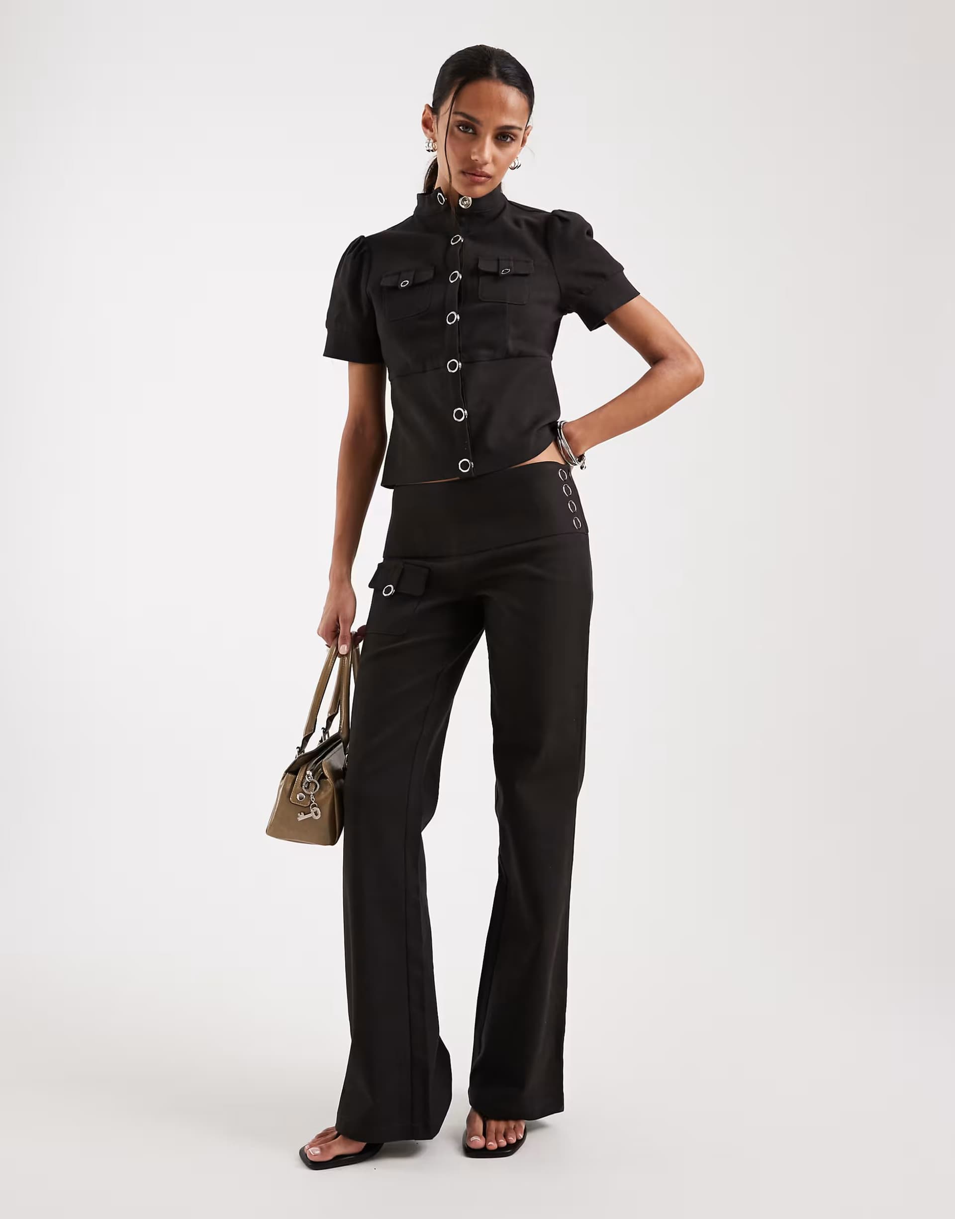 ASOS Motel co-ord Alora pocket detail trouser in dark grey
