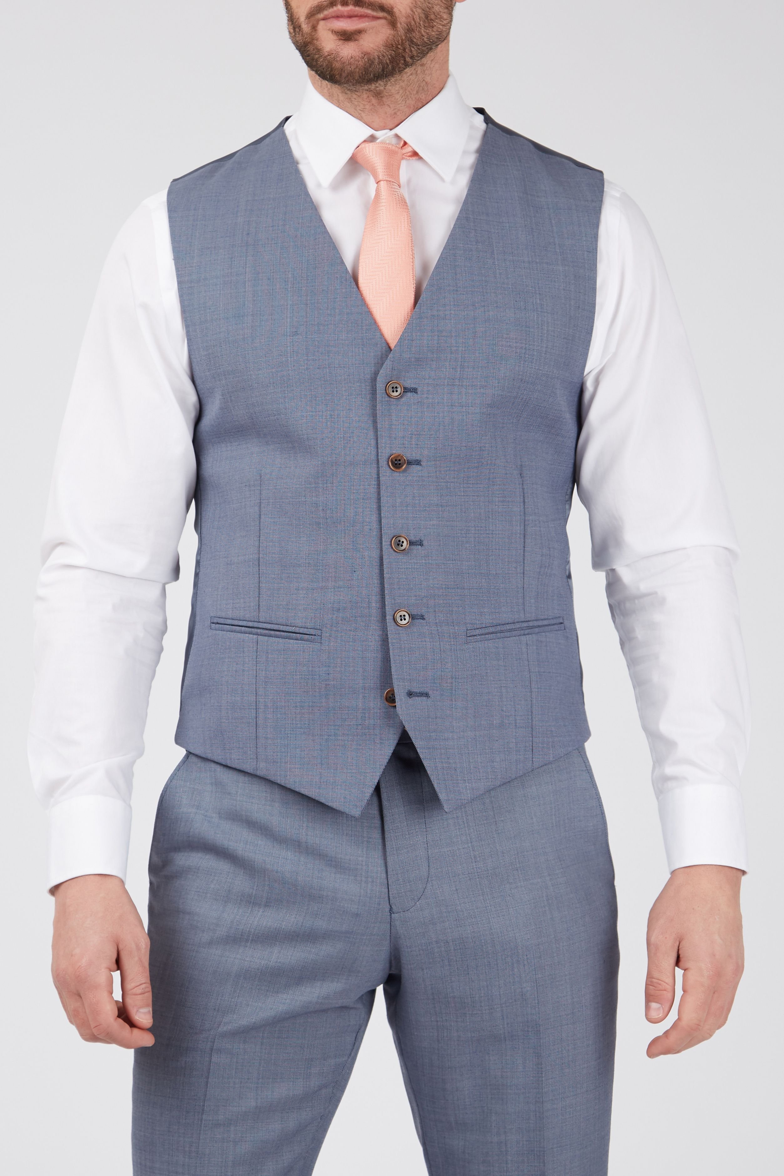 Scott Scott Men's Plain Sharkskin Waistcoat in Blue - 4