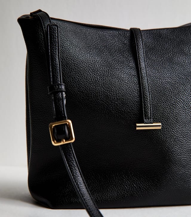 New Look Black Grained Faux Leather Bucket Bag Vegan New Look - 3