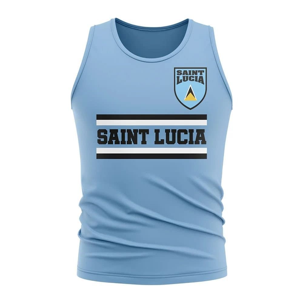 St Lucia St Lucia Men's Personalised Saint Lucia Core Football Country Sleeveless Tee Sky in Light Blue
