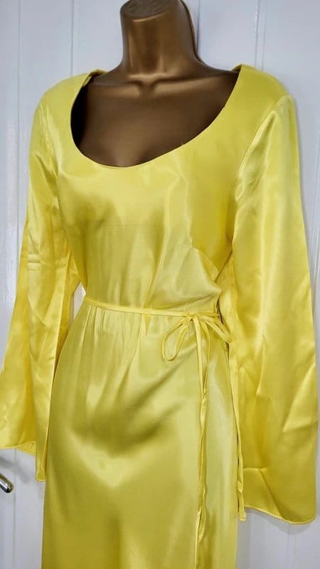 River Island River Island Women's Size 12 Yellow satin slip maxi dress occasion summer party - 1