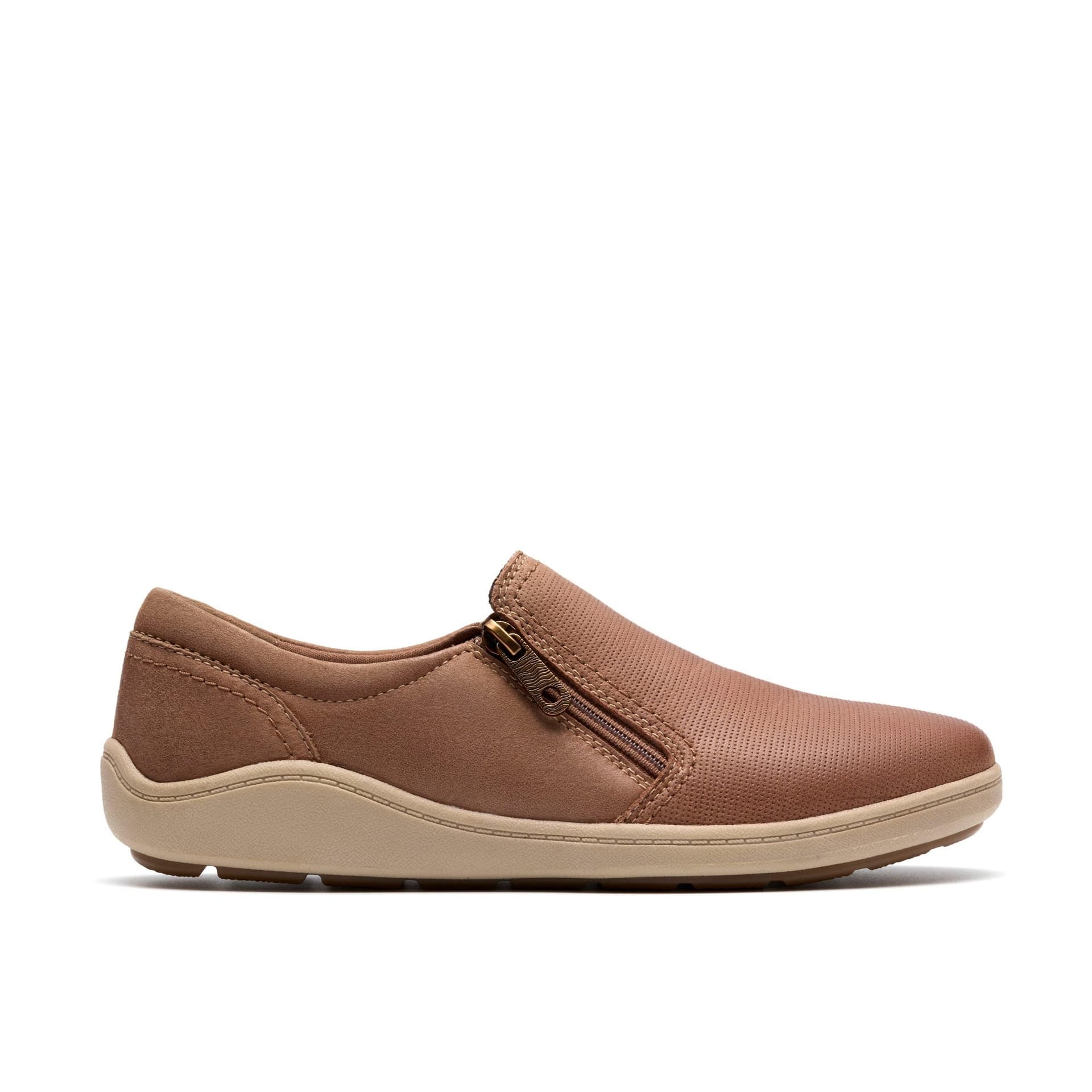 Clarks Clarks Women's Bryianne Ashly Dark Sand Leather Slip Ons in Beige