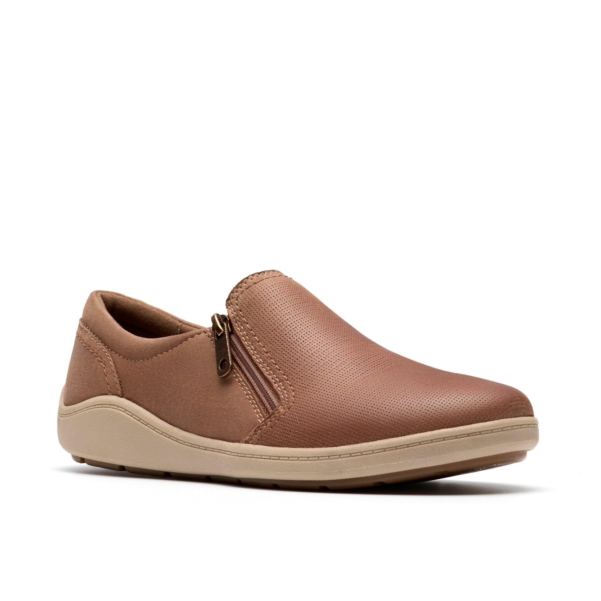 Clarks Clarks Women's Bryianne Ashly Dark Sand Leather Slip Ons in Beige - 4