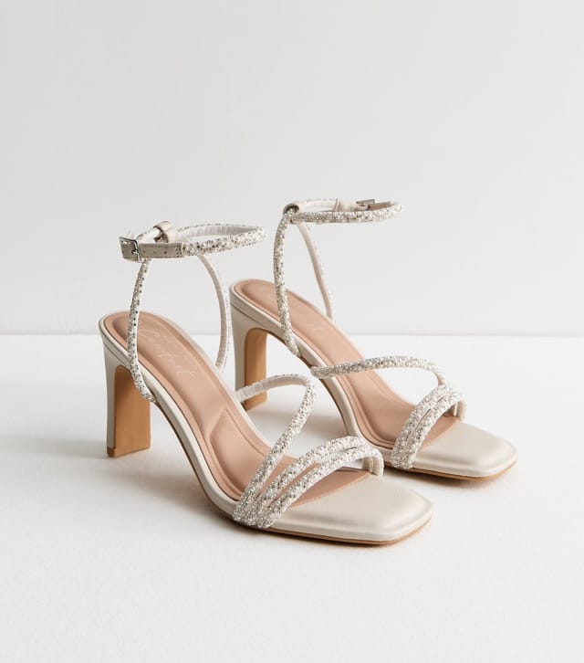 New Look Women's Wide Fit Off White Embellished Strap Sandals Vegan New Look - 2