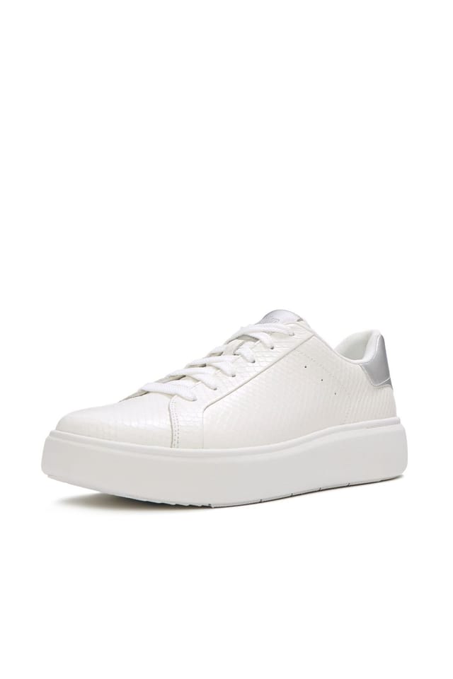 FitFlop FitFlop Women's Rtg Leather Snake Lace Up Trainers Urban White/Silver in White - 2
