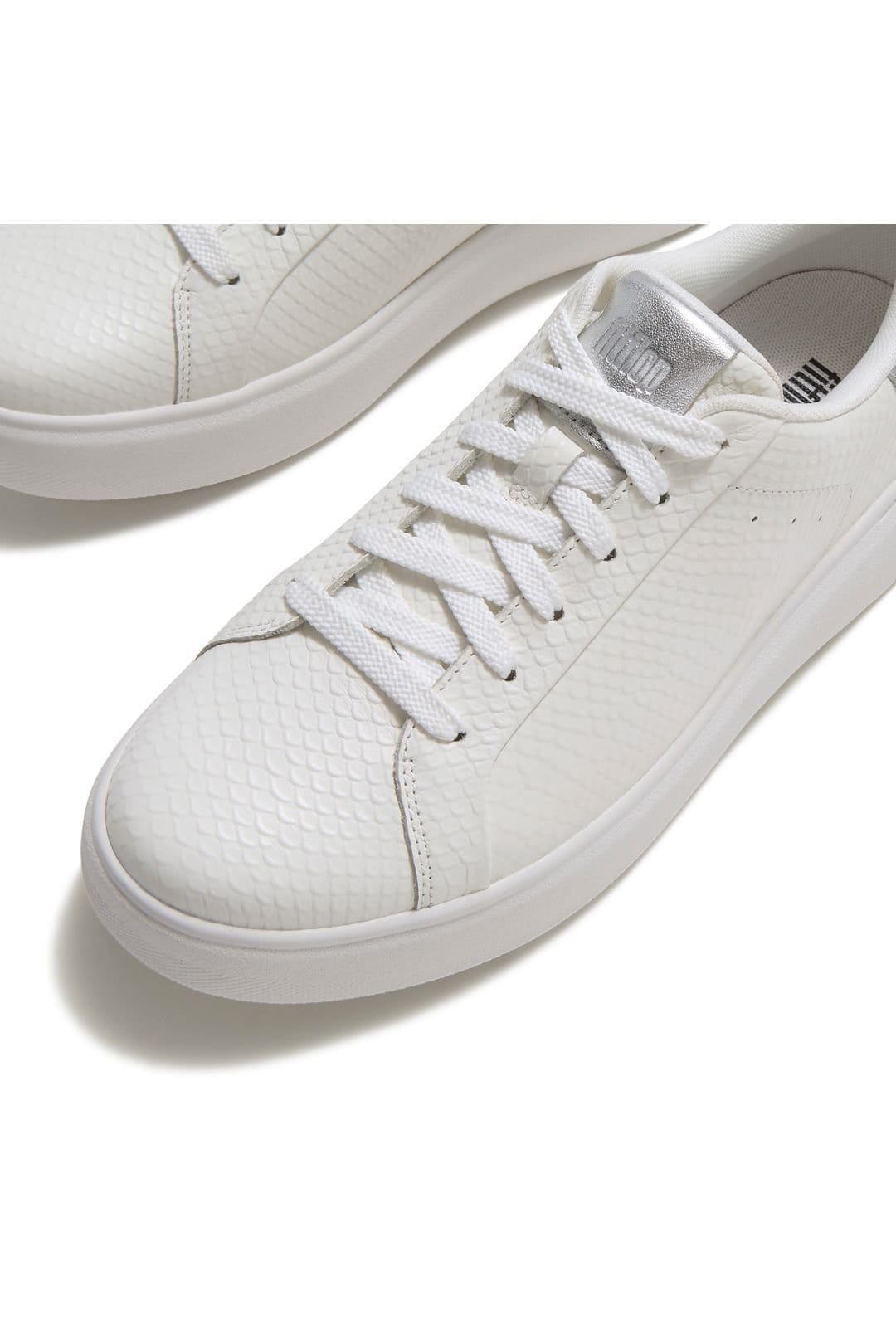 FitFlop FitFlop Women's Rtg Leather Snake Lace Up Trainers Urban White/Silver in White - 4
