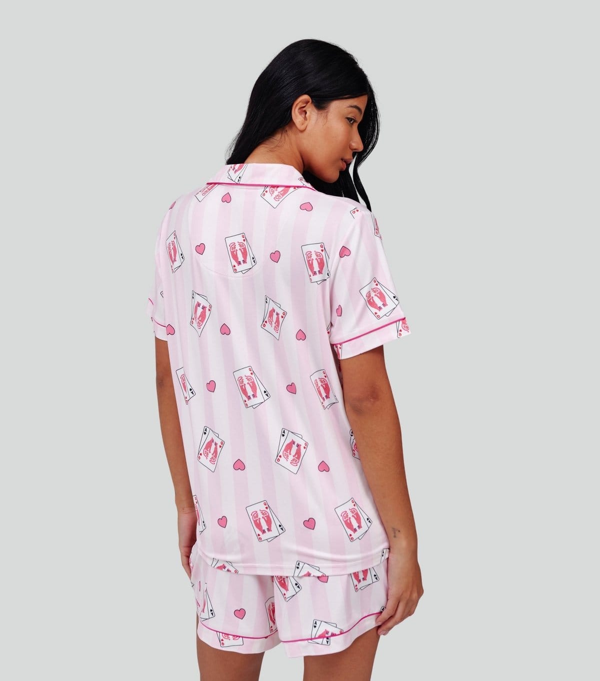 Loungeable Women's Pink Card Print Short Sleeve Shirt Pyjama Set Loungeable New Look - 4