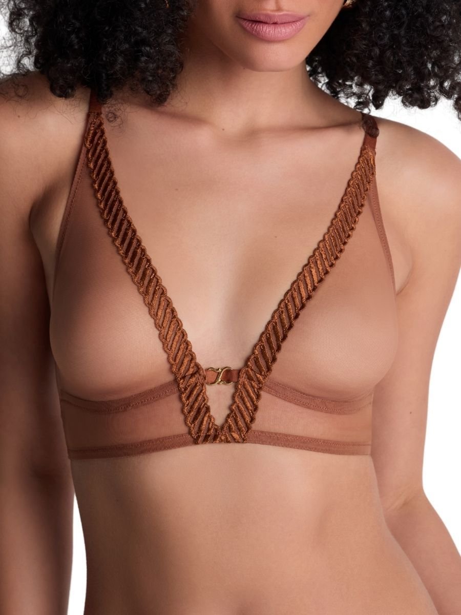 Aubade Aubade Women's Sheer Emotion Triangle Bralette in Brown - 3