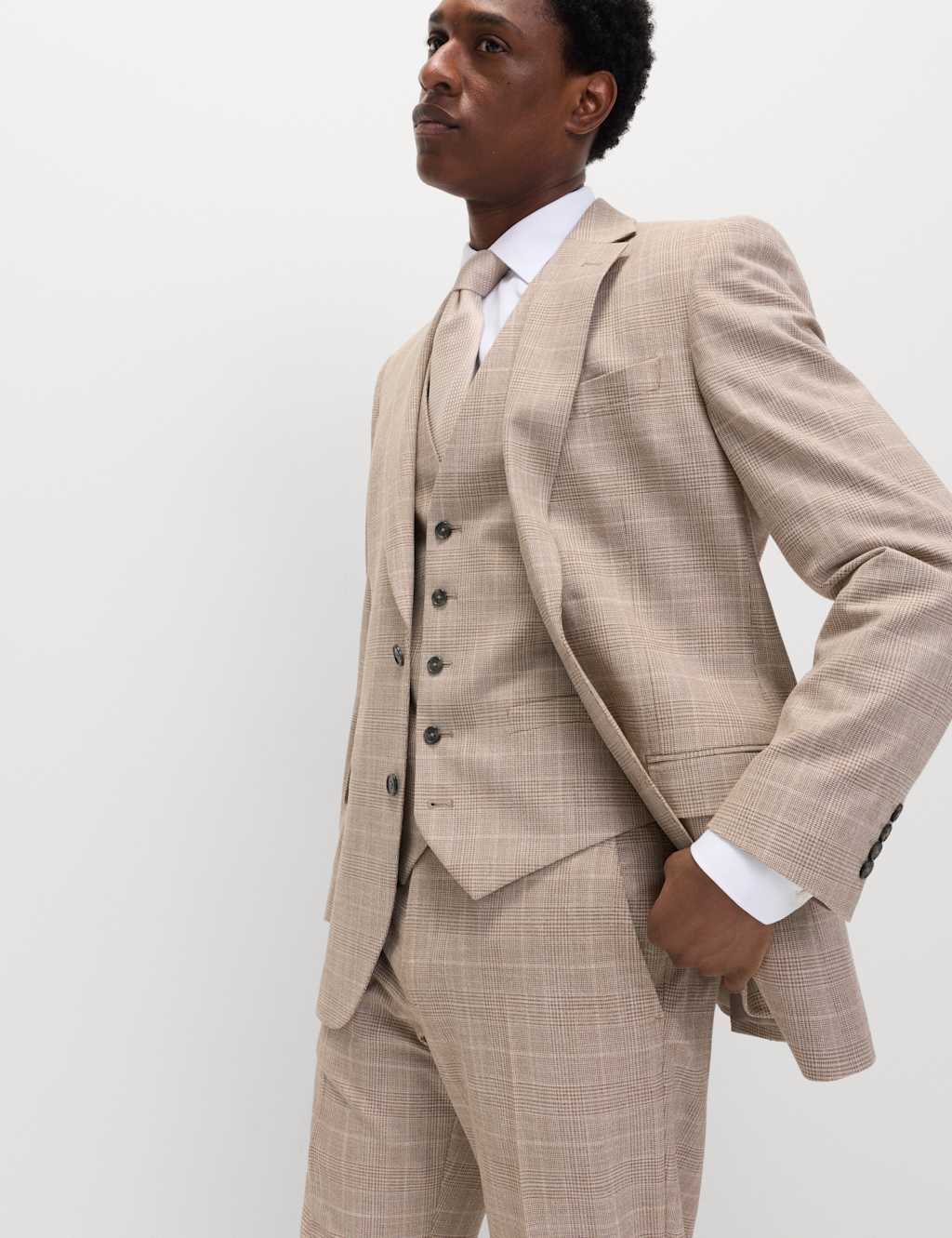 Marks & Spencer M&S Regular Fit Check Waistcoat Neutral - 2