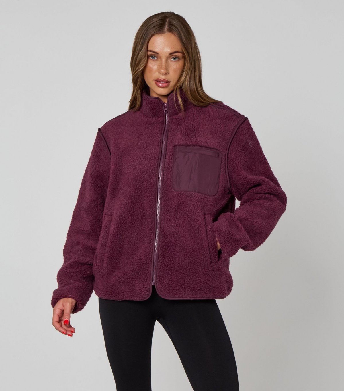 Urban Bliss Women's Dark Burgundy Fleece Jacket Urban Bliss New Look - 4