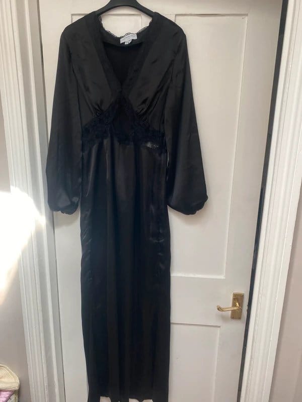 Never Fully Dressed Satin Black Dress Size 12