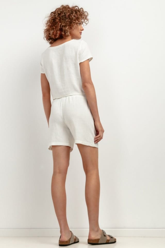 Love Lace Love Lace Women's Linen Blend Loose Shorts in White - 3