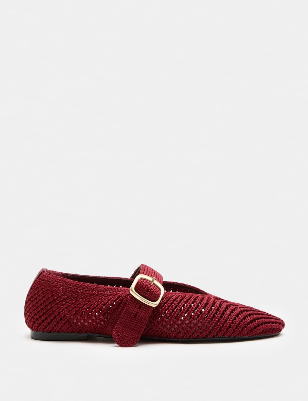 Marks & Spencer M&S Buckle Flat Mary Jane Ballet Pumps Dark Red
