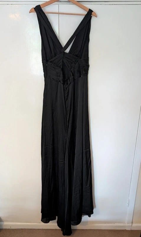 Ever Pretty Black Satin Halter Evening Dress UK 16