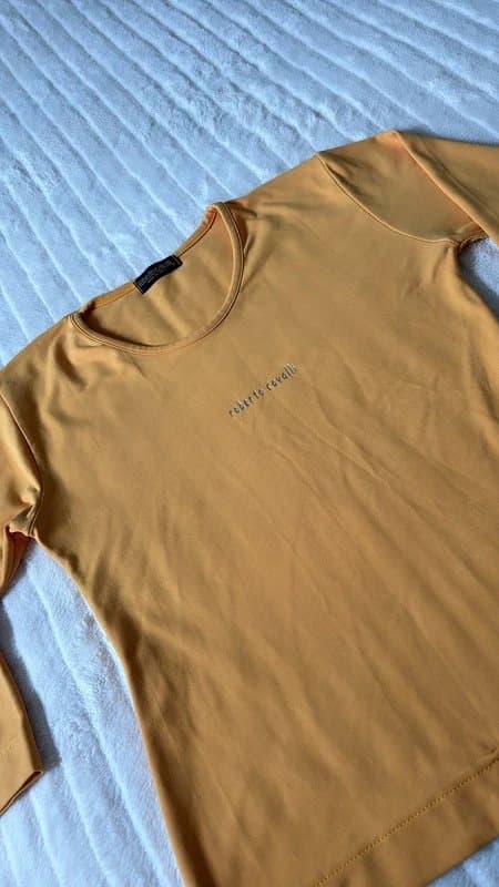 Roberto Cavalli Roberto Cavalli long Sleeve Top – Vibrant Orange Designer Chic