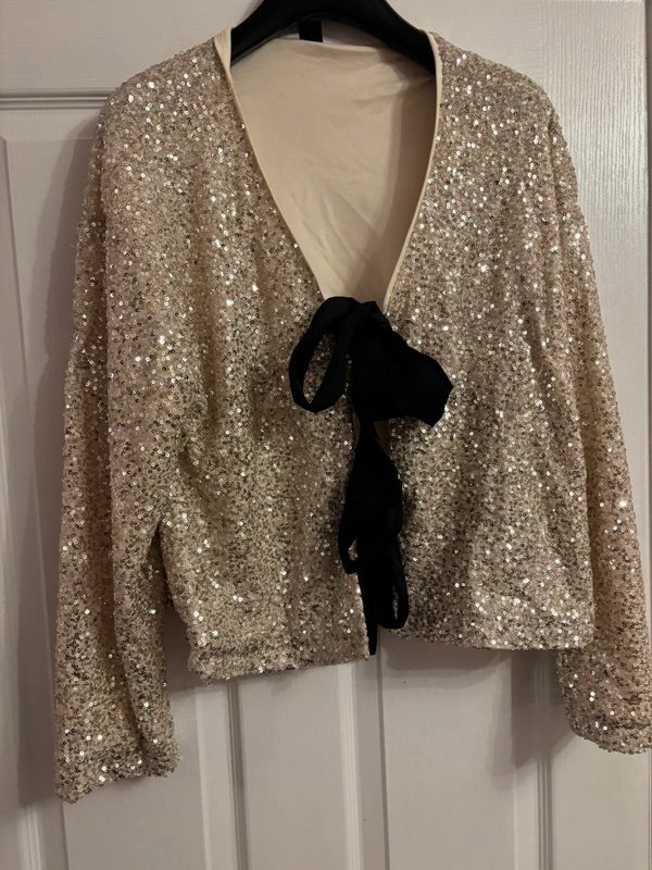 Shein Curve Shein 0XL sequin cruise party wedding statement bow jacket bolero 16-18 same day post - 1