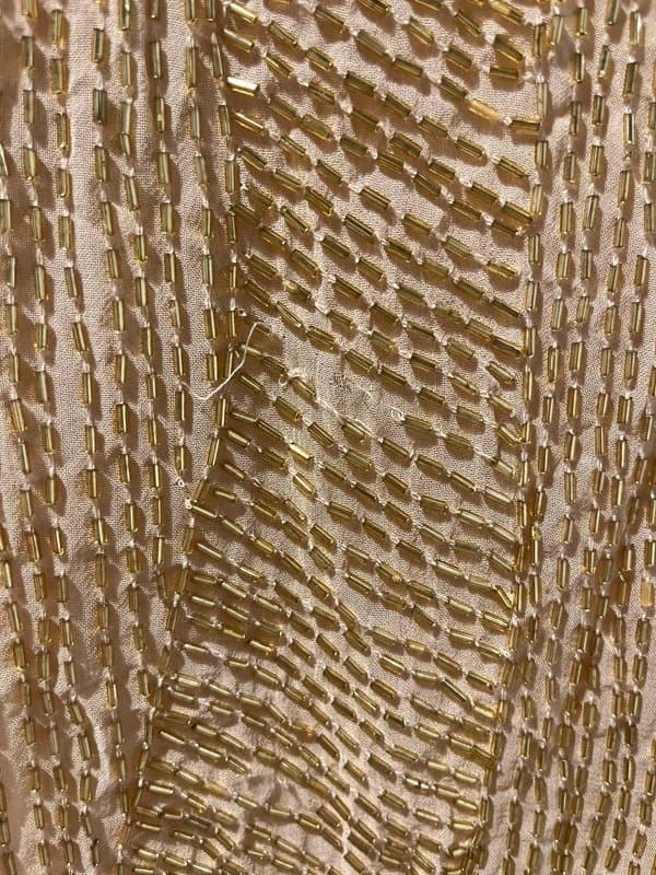 Vintage Dressing Vintage gold beaded sequin embellished beige metallic open back backless cut out mini dress