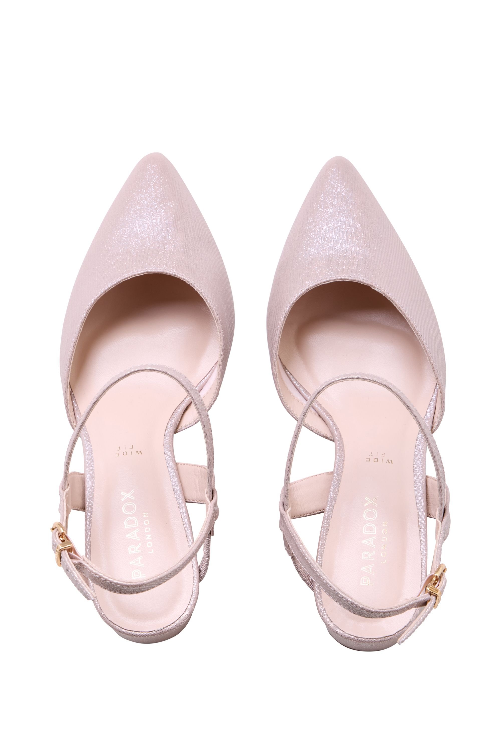 Paradox London Paradox London Women's Gloriette' Wide Fit Block Heel Court Shoes in Pale Pink - 3