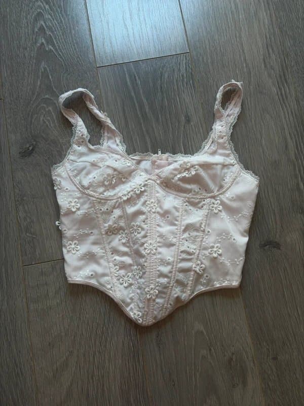 Cider Cider baby pink floral corset top