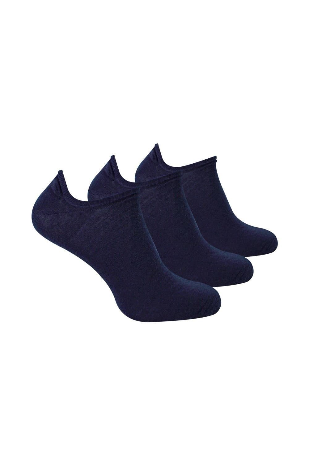 Steven Steven Men's 3 Pack Merino Wool Invisible No Show Socks in Navy