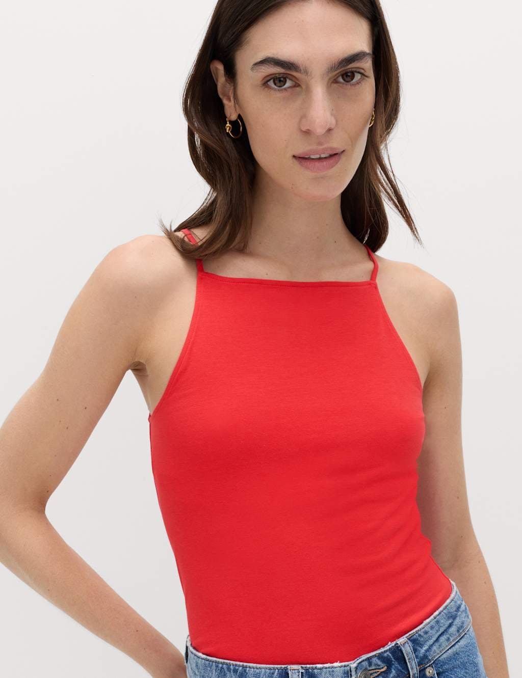 M&S Bright Red Cotton Vest