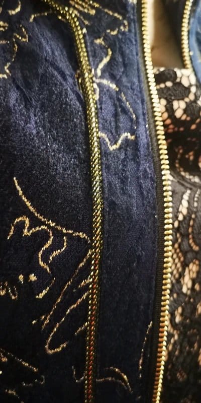 Klass Navy Gold Embellished Zip-Up Jacket
