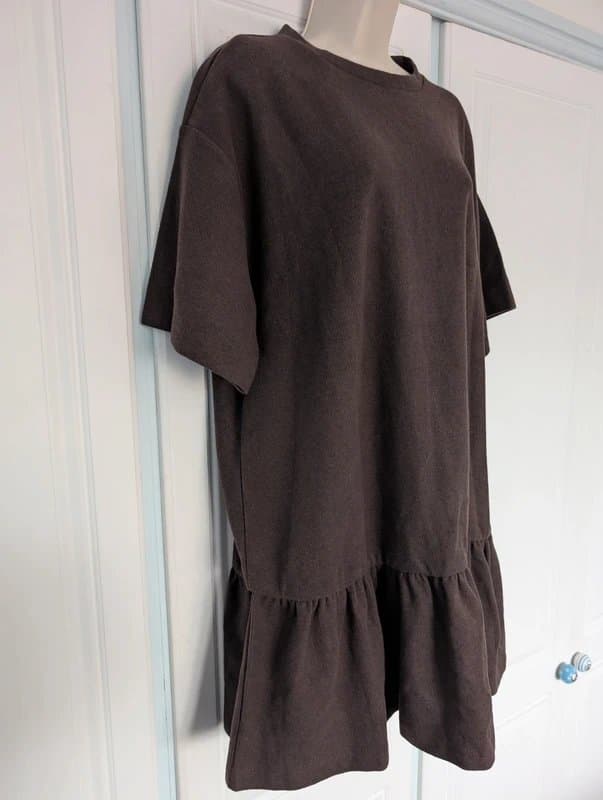ASOS ASOS Design super soft dropped waist mini dress in chocolate size 12-14