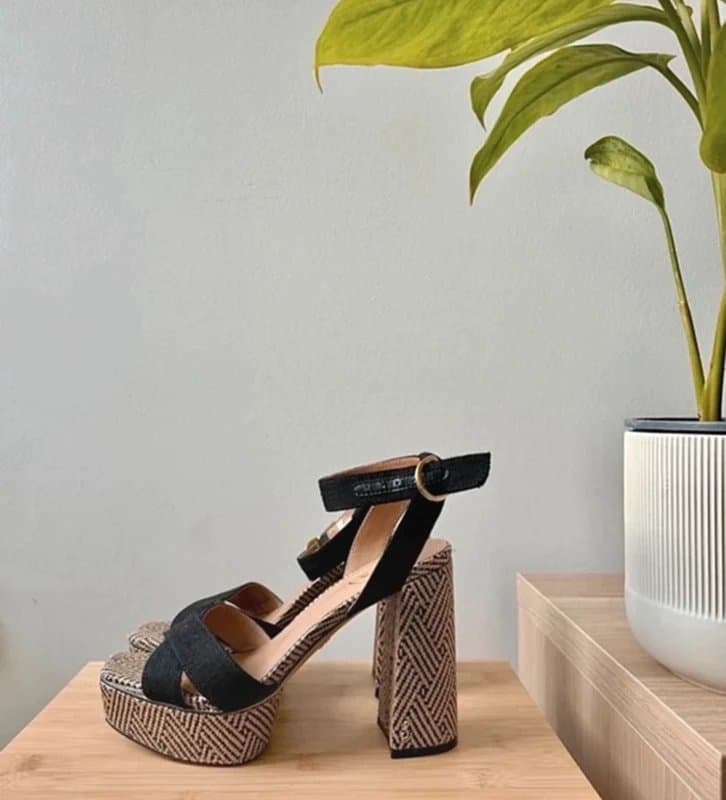 Sam Edelman Sam Edelman RRP £170 Nolita raffia chunky heeled sandals
