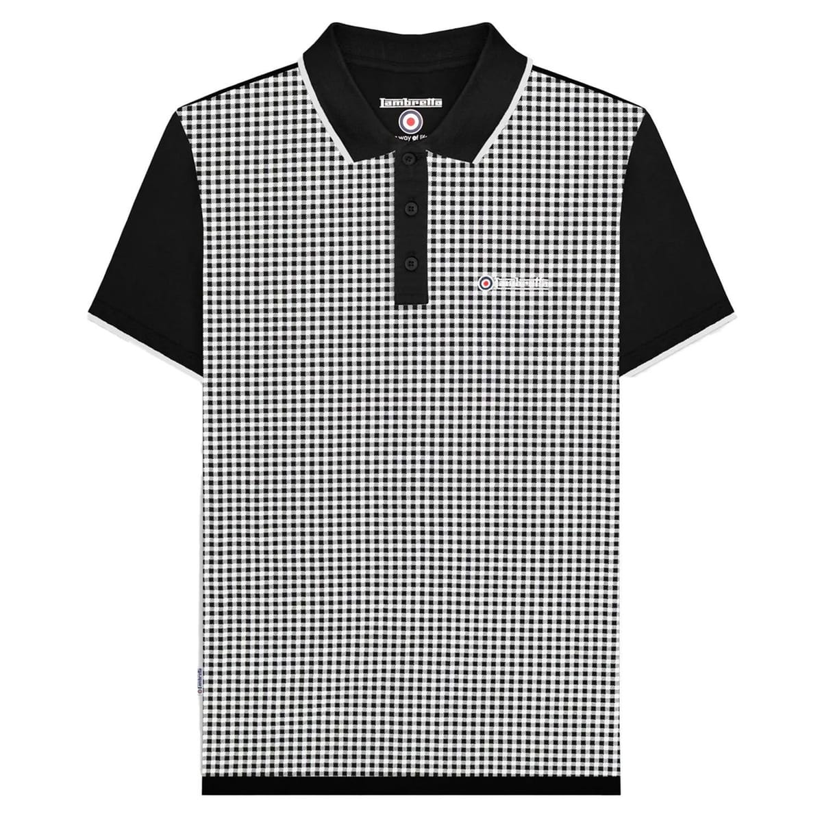 Lambretta Lambretta Men's Gingham All-Over Print Big & Tall Polo Shirt in Black - 1
