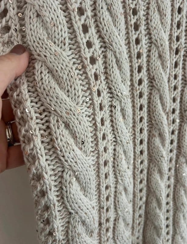 Mint Velvet 🤍Mint Velvet Cream Cable Knit Sequin Sleeveless Jumper Vest V Neck Size M - 1