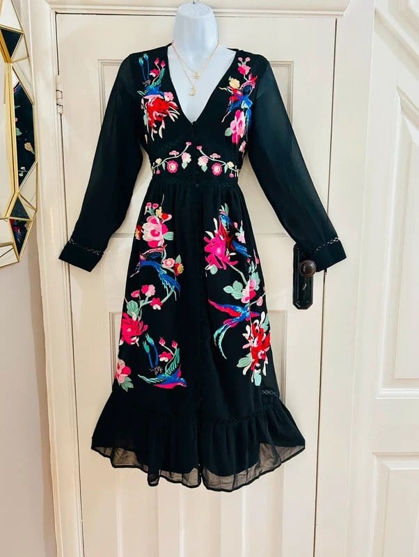 ASOS Black Embroidered Maxi Dress