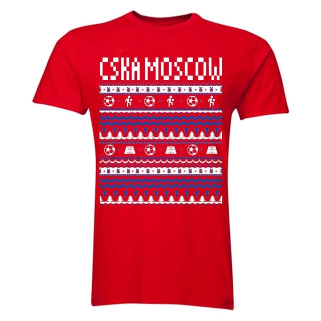 CSKA Moscow CSKA Moscow Men's Personalised Christmas T-Shirt in Red - 2