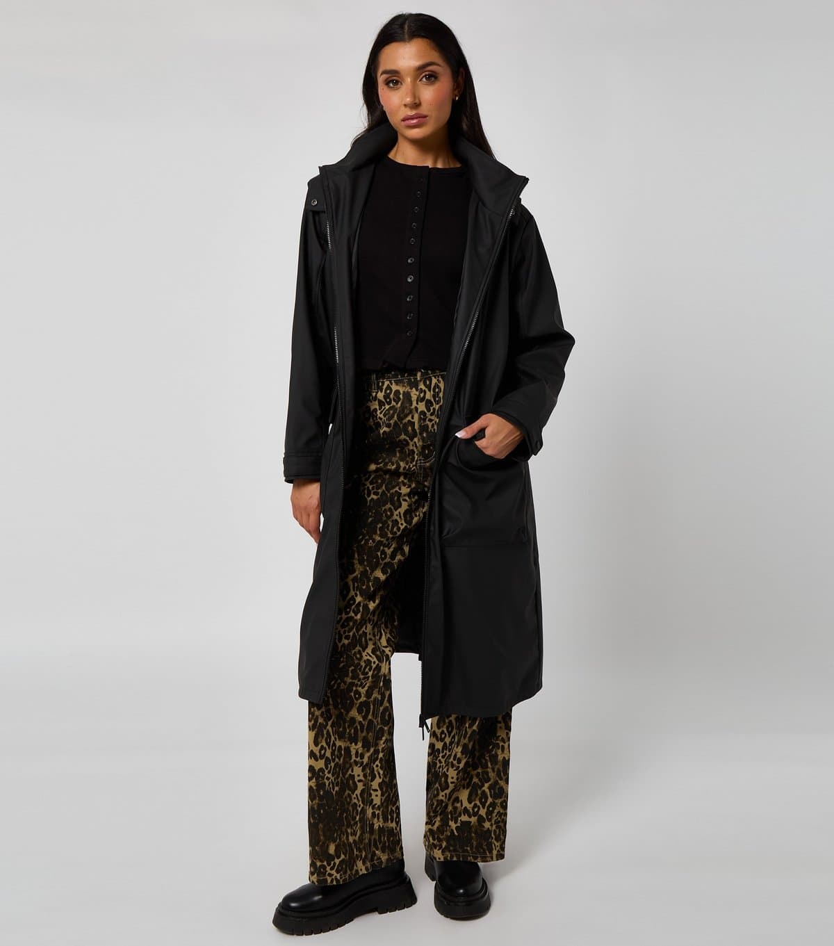 Urban Bliss Urban Bliss Black Hooded Oversized Anorak