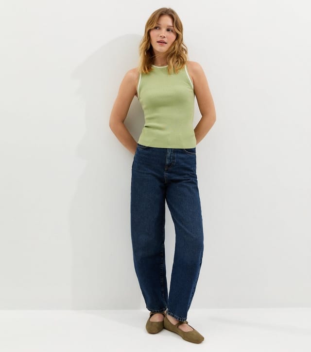 New Look Women's Green Ribbed Contrast Tipping Vest New Look - 3